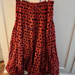 Polka Dot Ruffle Dance Skirt - Red and Black